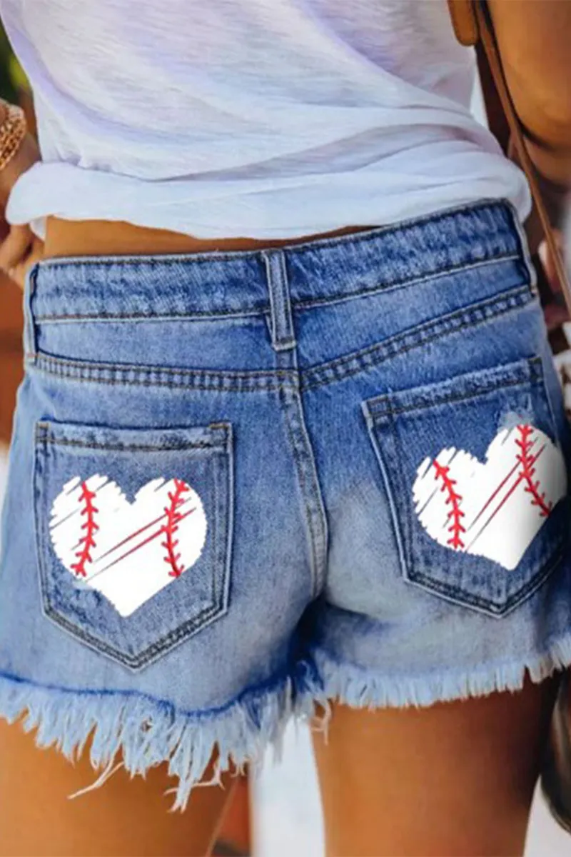 Button Fly Distressed Raw Hem Denim Shorts