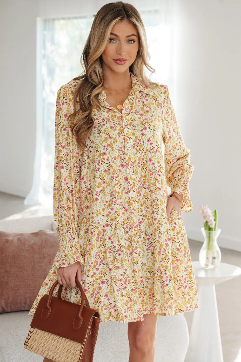 Balanced Detail Floral Printed Ruffle Dress