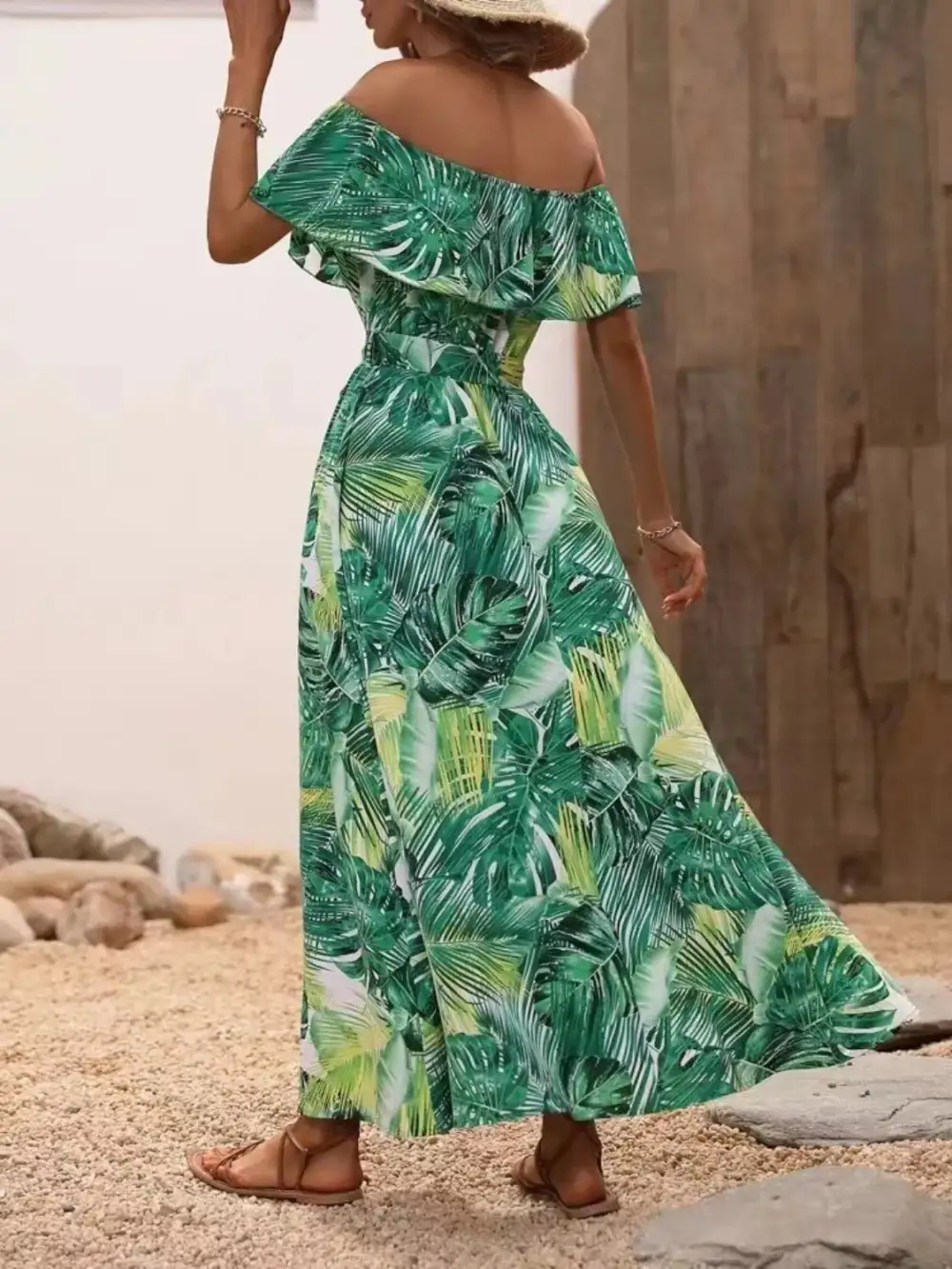 Ruffle Trim Maxi Dress
