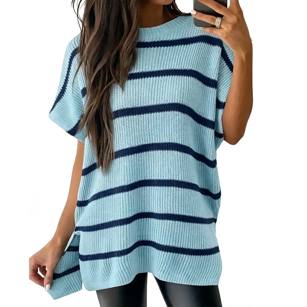 🔥Hot Sale💥 - Women's Round Neck Batwing Short Sleeve Loose Knit Top