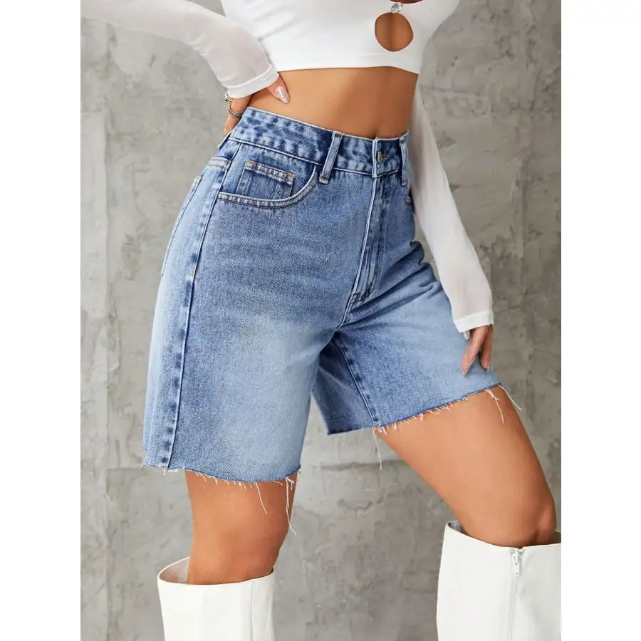Frayed Hem Denim Shorts