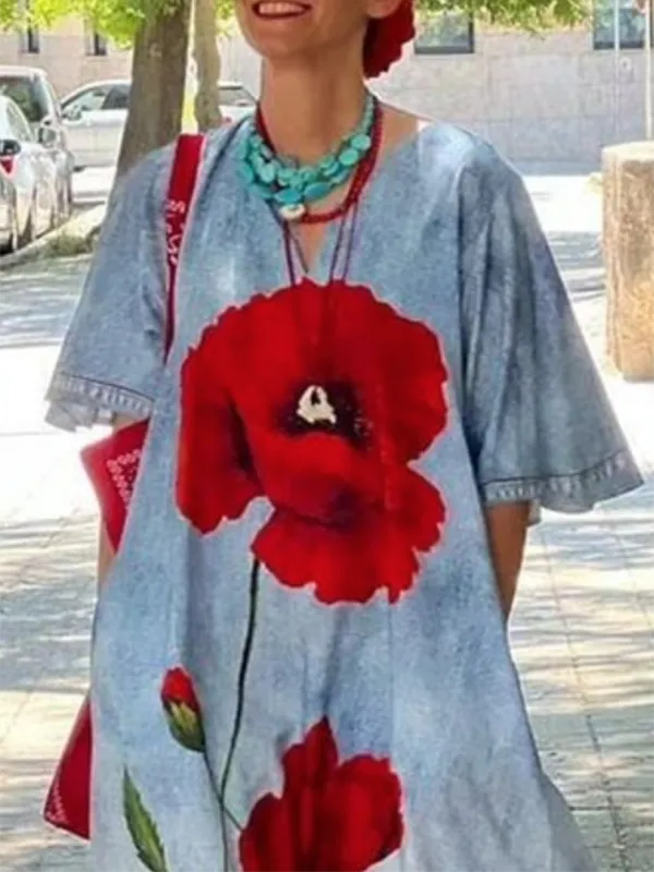 Half Flower Neck Maxi Dress