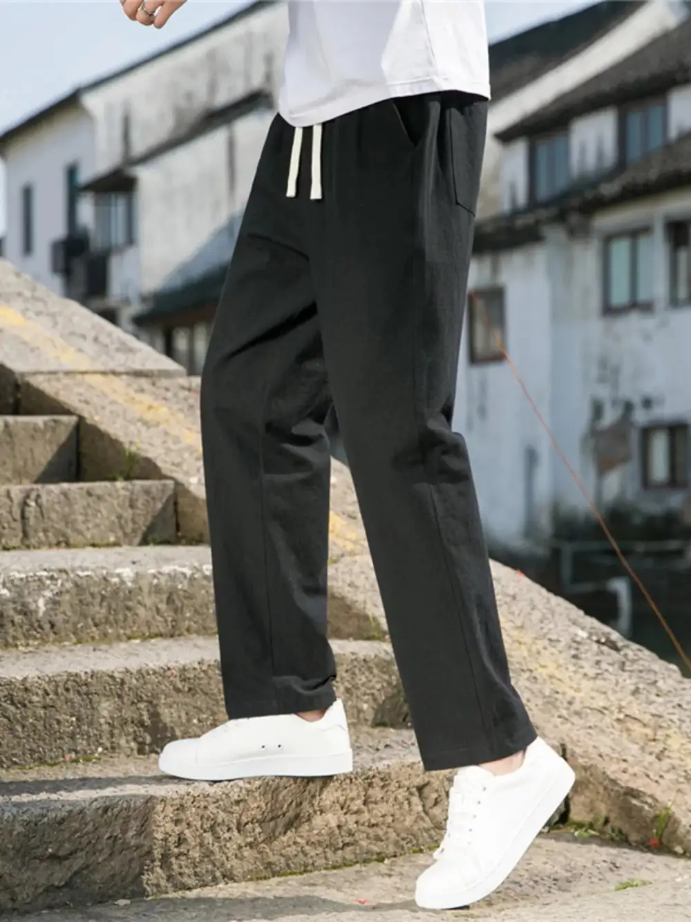 Men's Plus Size Loose Fit Drawstring Casual Pants