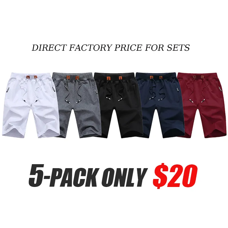 Men's drawstring shorts with zip pockets, elastic waistband, casual loungewear shorts