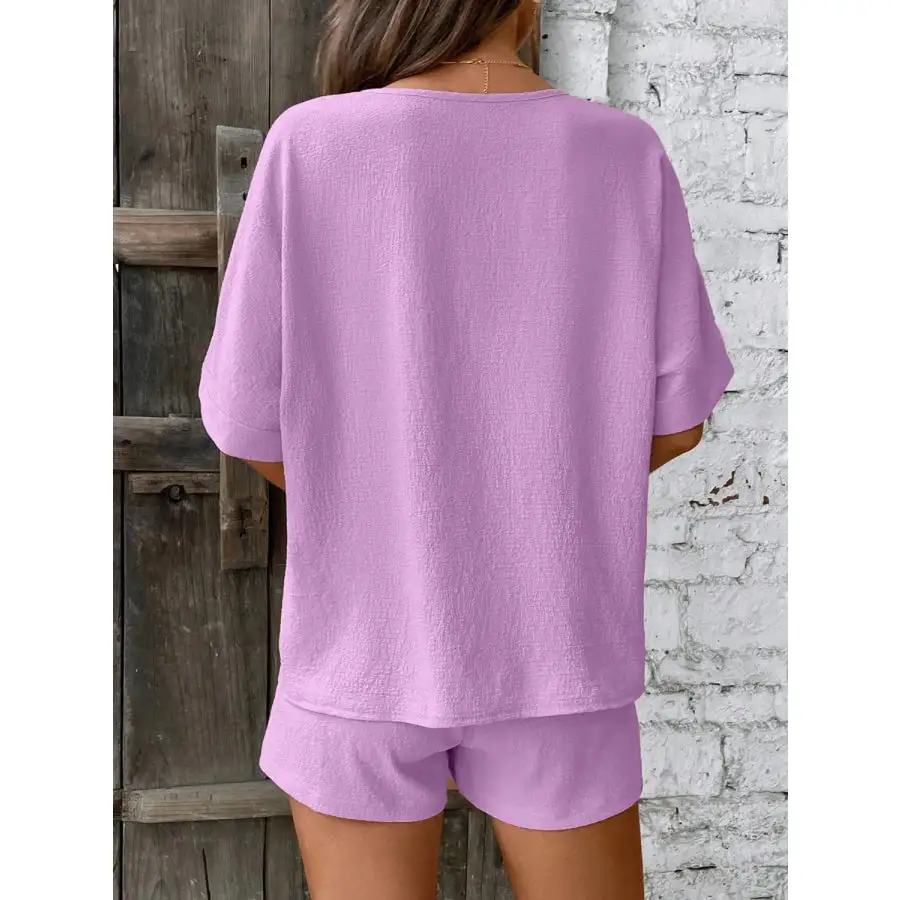 V Neck Half Sleeve Top and Shorts Set