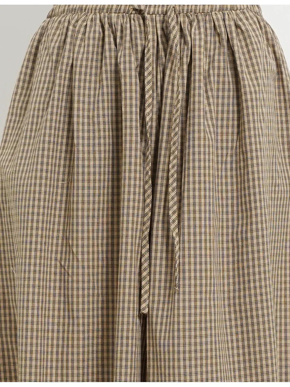 Checked Elastic Waist Drawstring Lantern Pants