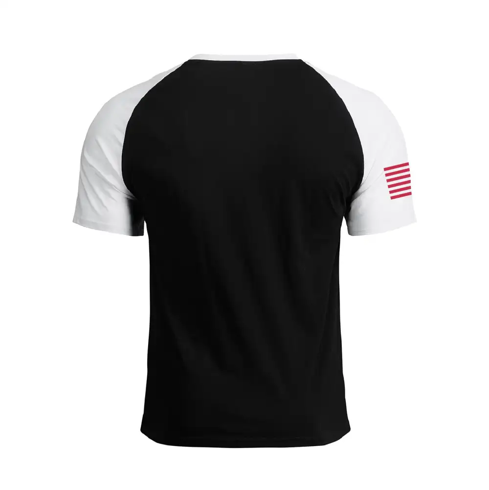 DISTRESSED USA FLAG 100% COTTON RAGLAN GRAPHIC TEE