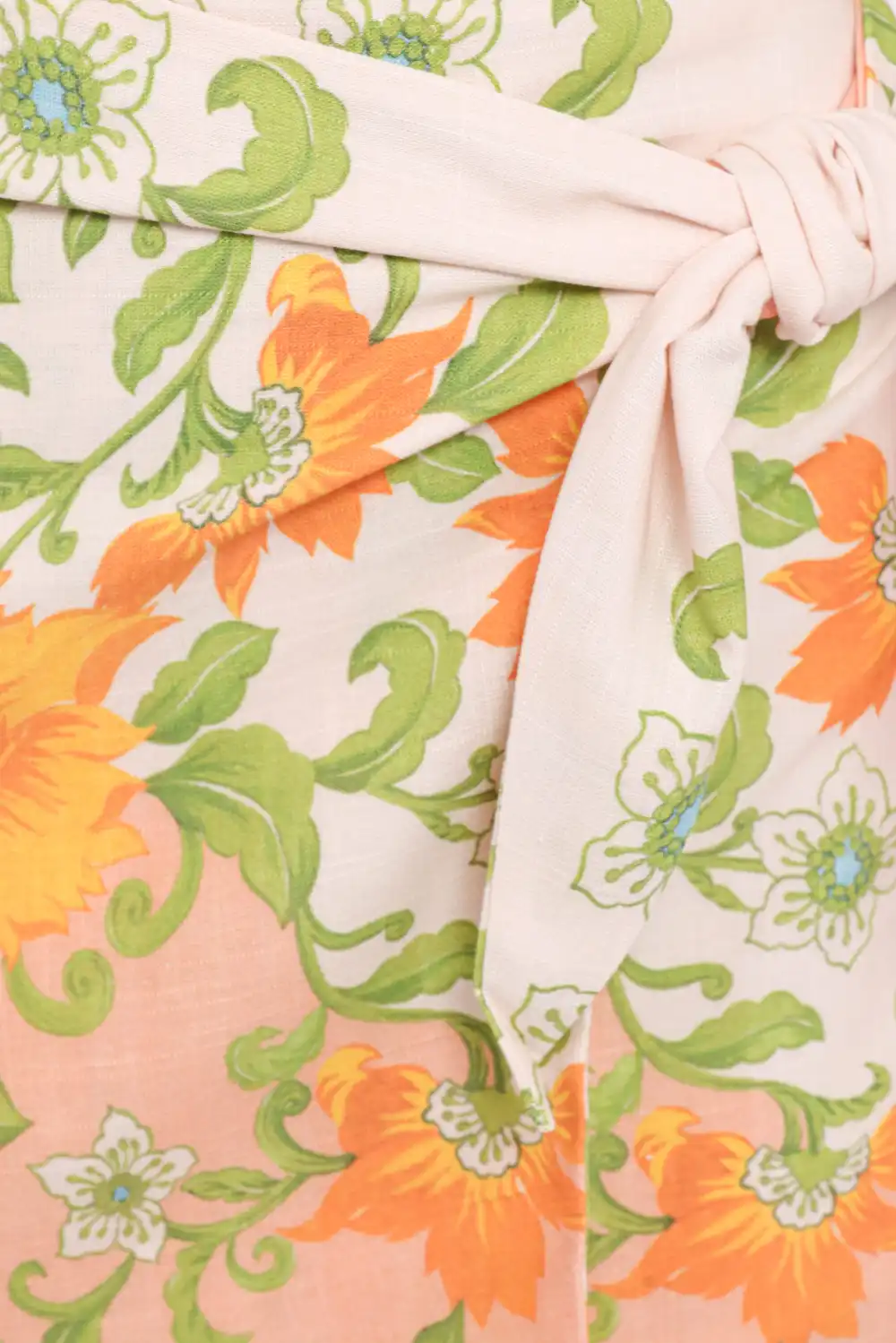 Linen Floral Wrap Skirt