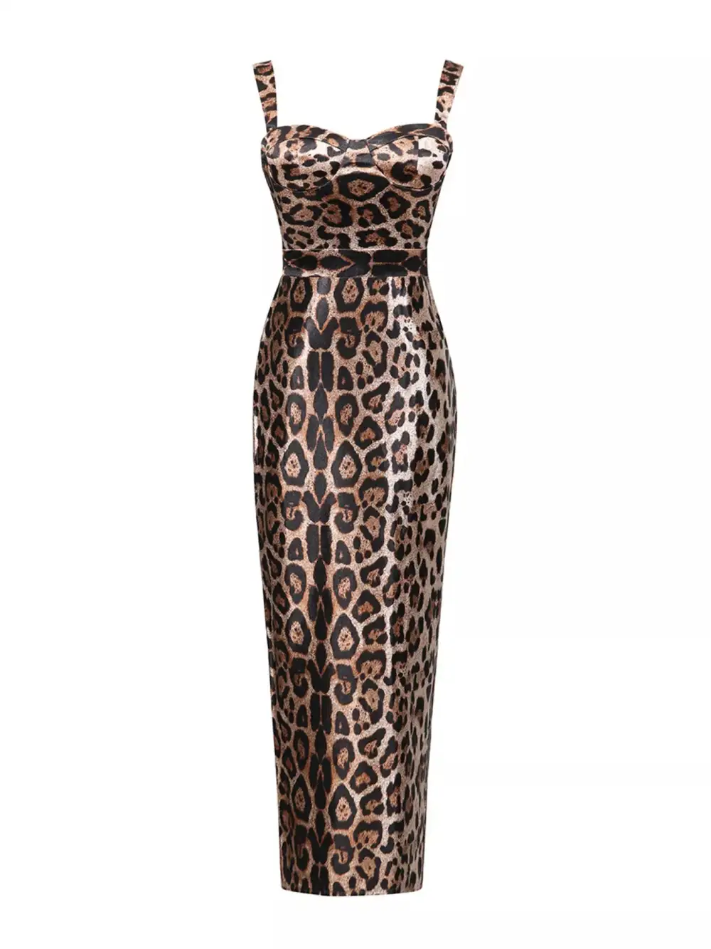 Animal Print Slit Midi Dress