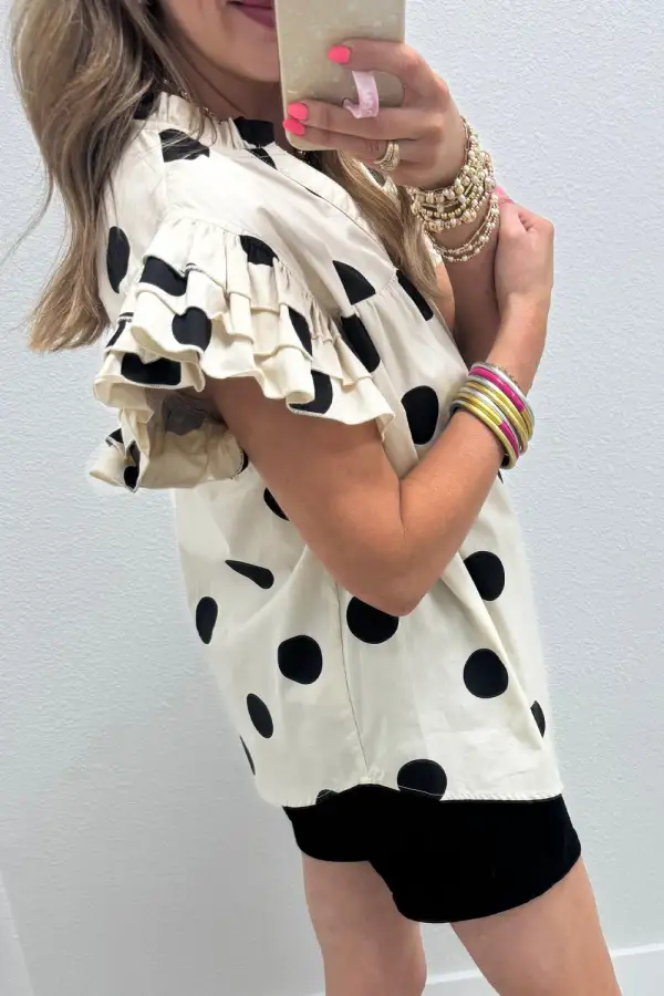 Casual Polka Dot Neck Blouse