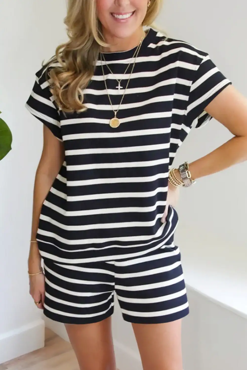 Sleeve Relaxed Shorts Lounge Set