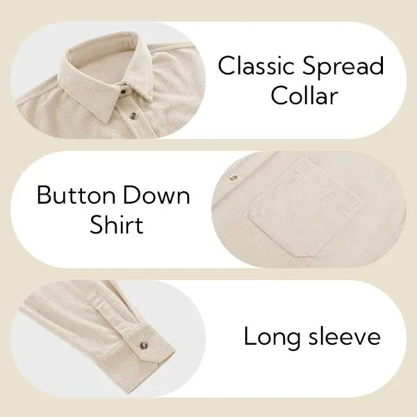 Women's Plain Pocket Button Front Corduroy Shirt