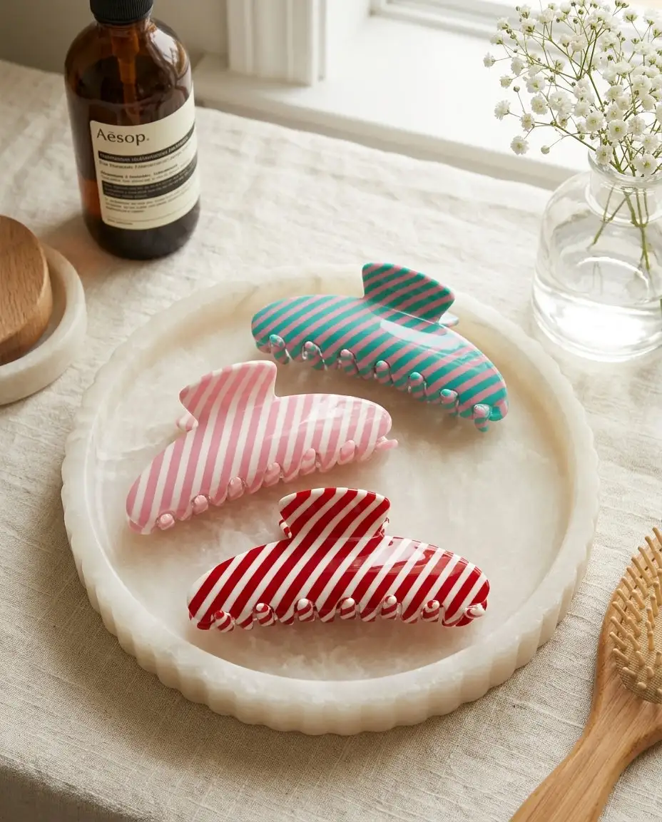 Candy Stripe Hair Claw Clip
