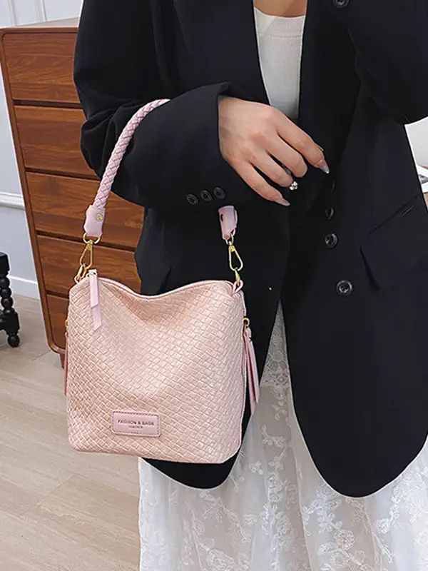 Woven Zip-Top Crossbody Bag
