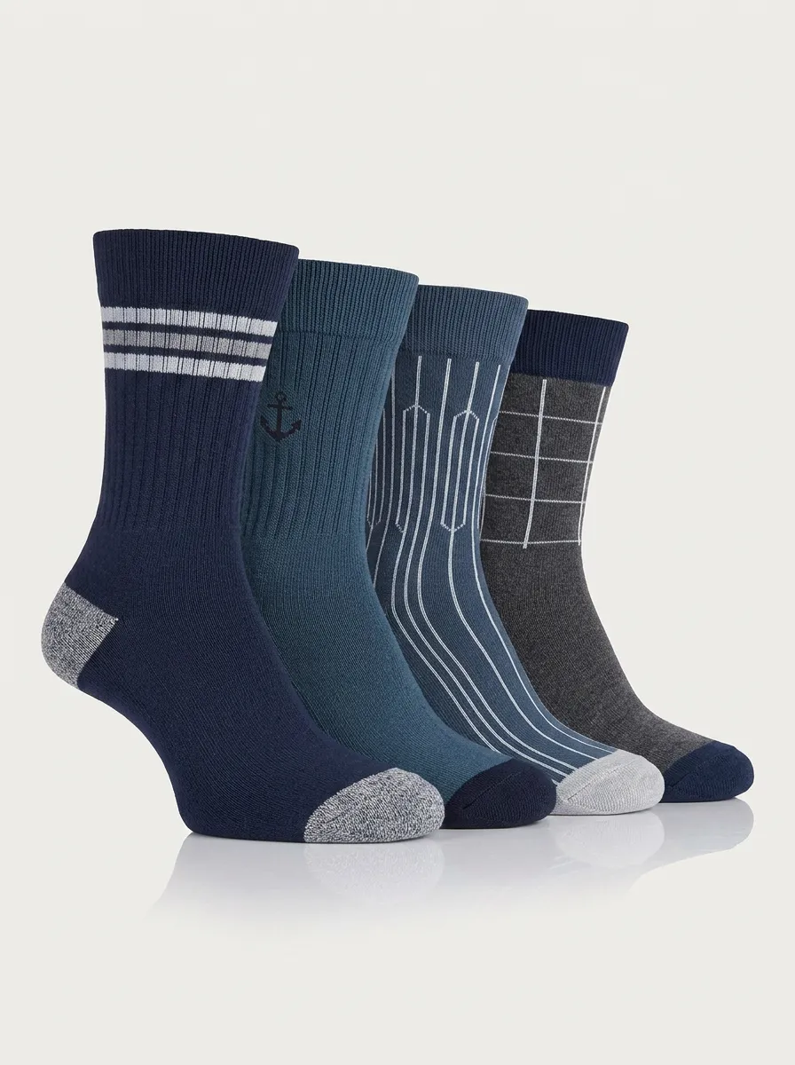 Men's Vintage-Style Four Pair Socks