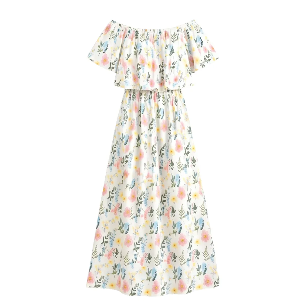 Pocket Floral Off Maxi Dress