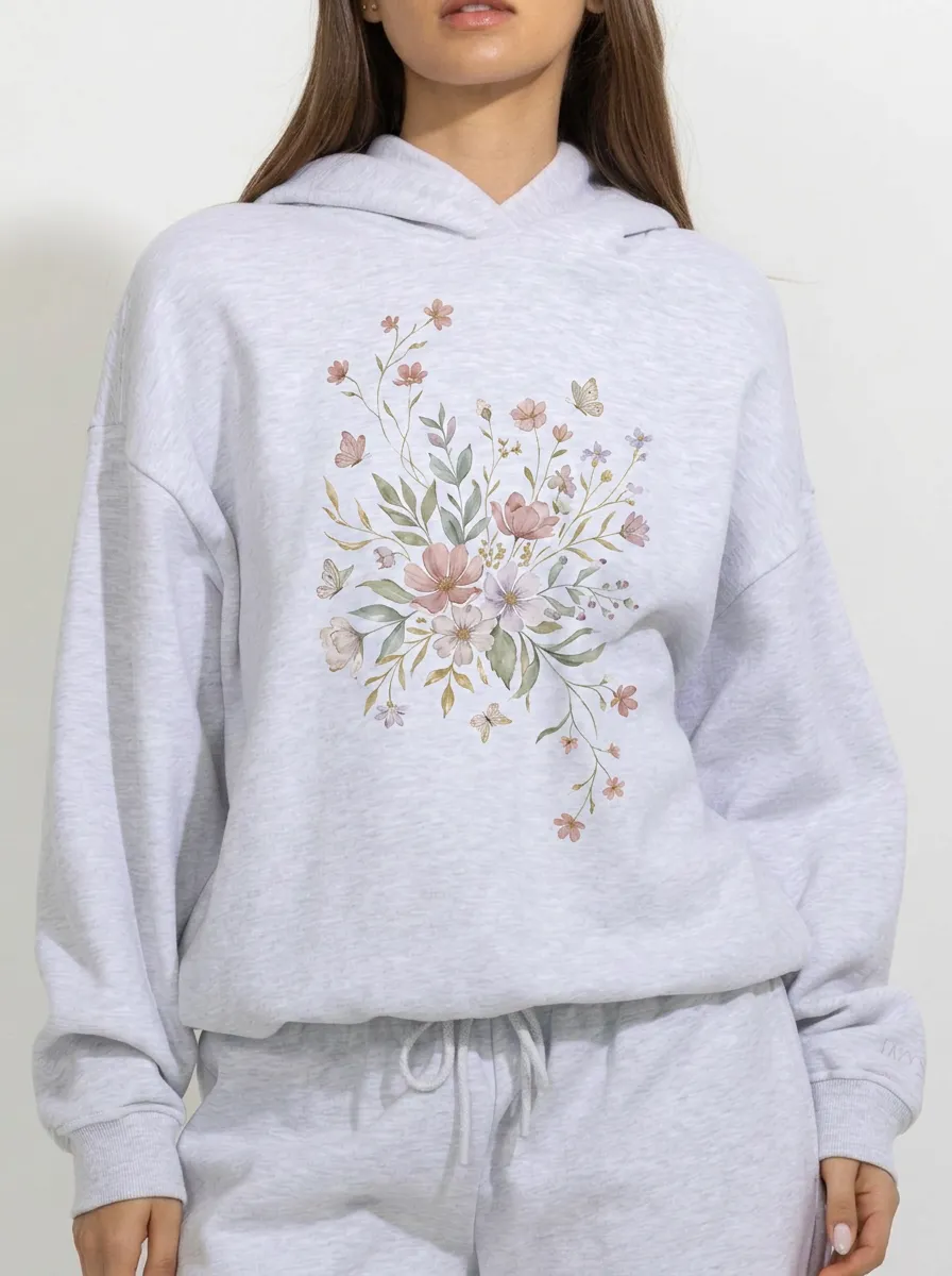Women's Floral Butterfly Nature Lover Printed Hoodie