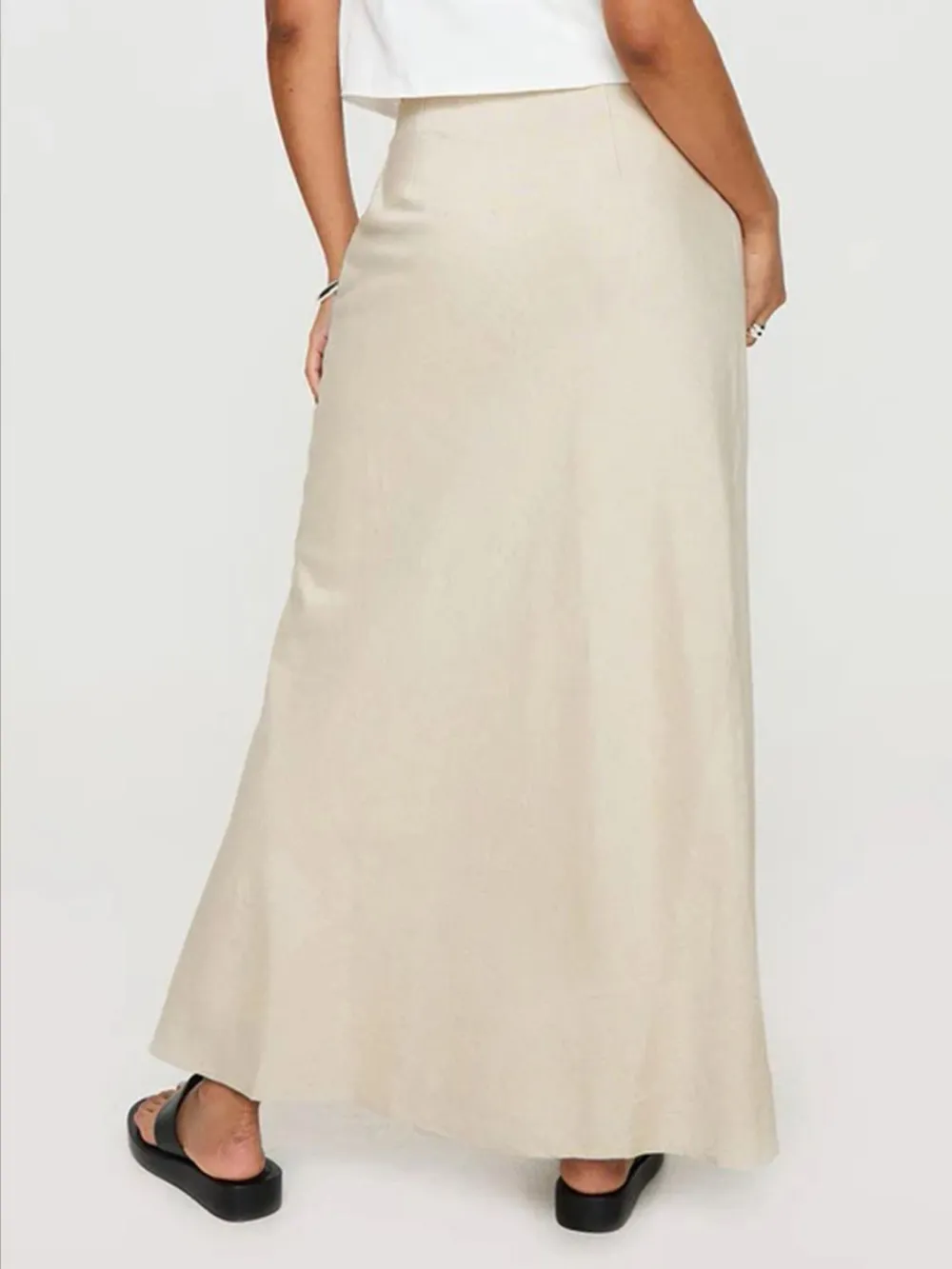 Fitted Linen Blend Skirt