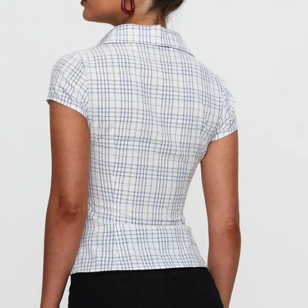 Balanced Button Up Collared Blouse