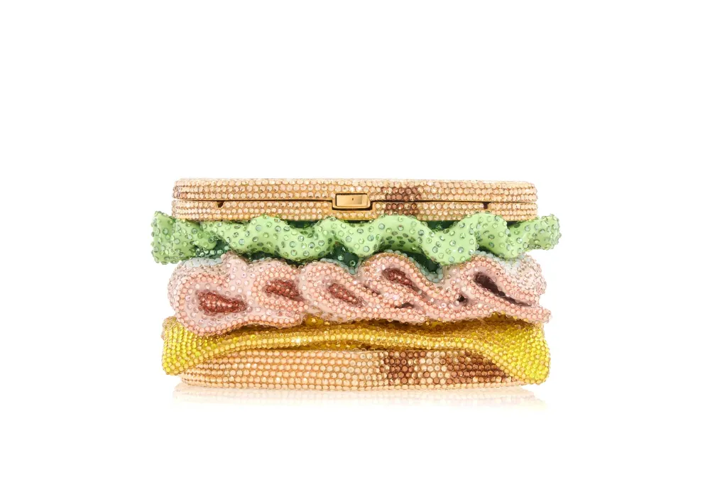 Sculpted Sandwich Crystal Clutch