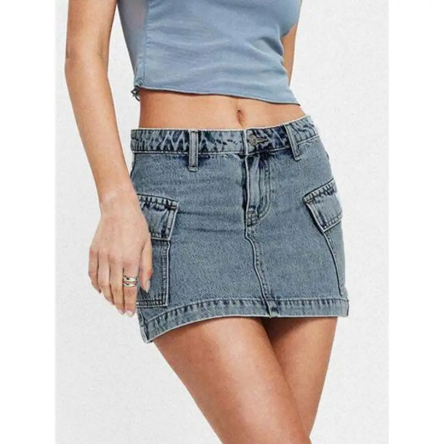 Mini Cargo Denim Skirt with Pockets