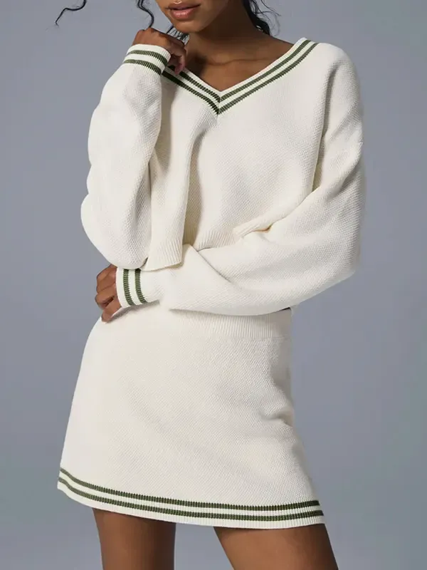 Women’s 2-Piece Knit Sweater & Mini Skirt Set – Casual Fall Lounge & Travel Outfit