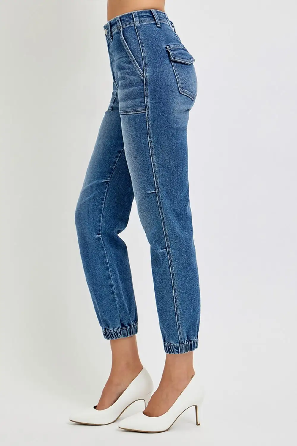 Polished High Waist Jogger Denim Jeans
