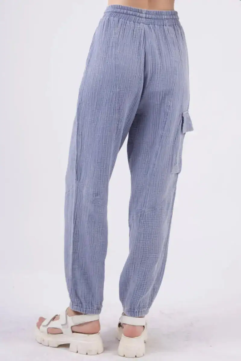 Cargo Pants - Crinkle Gauze Lightweight - Casual Comfy