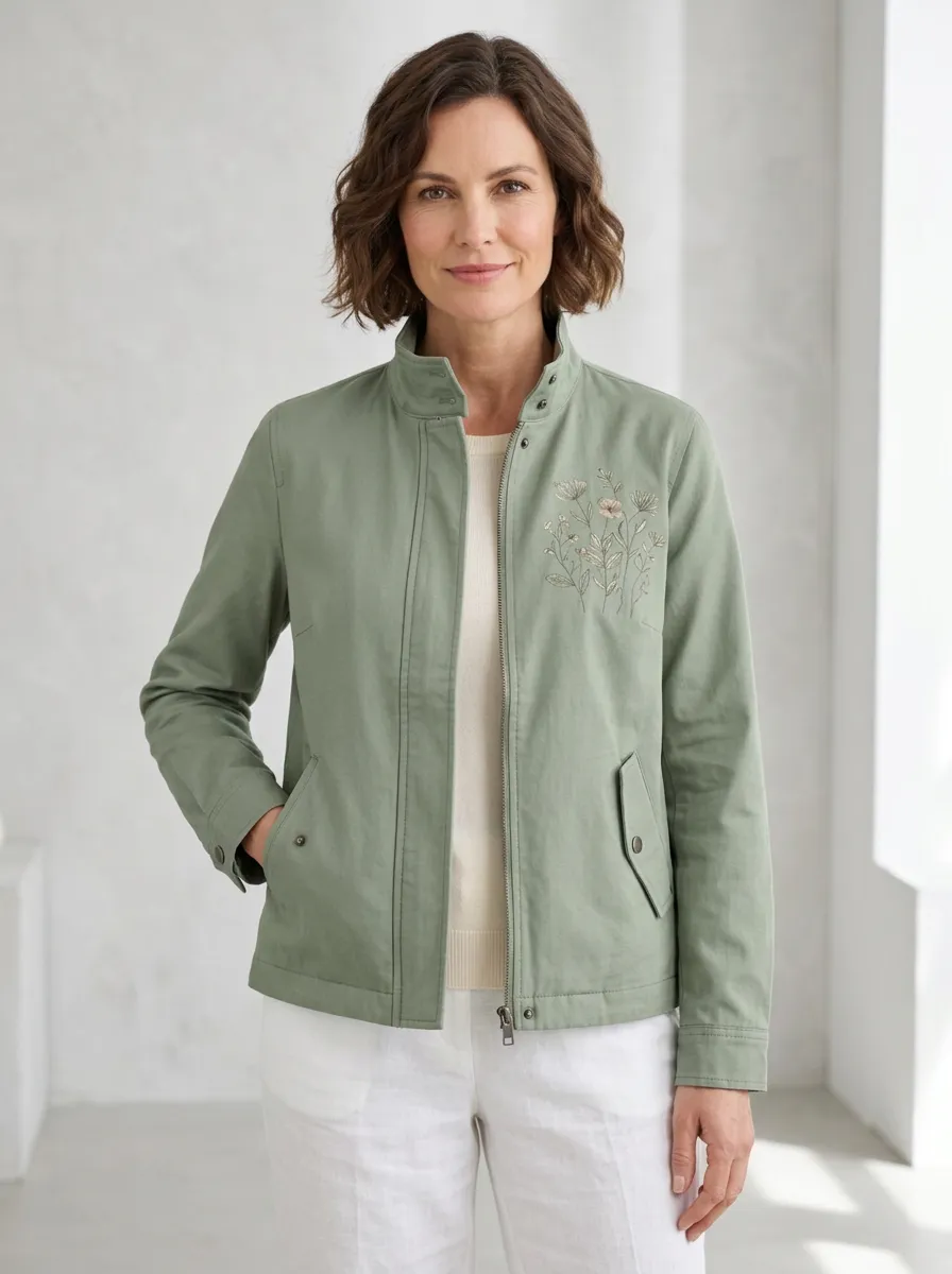 Women's Floral Embroidered Printed Jacket