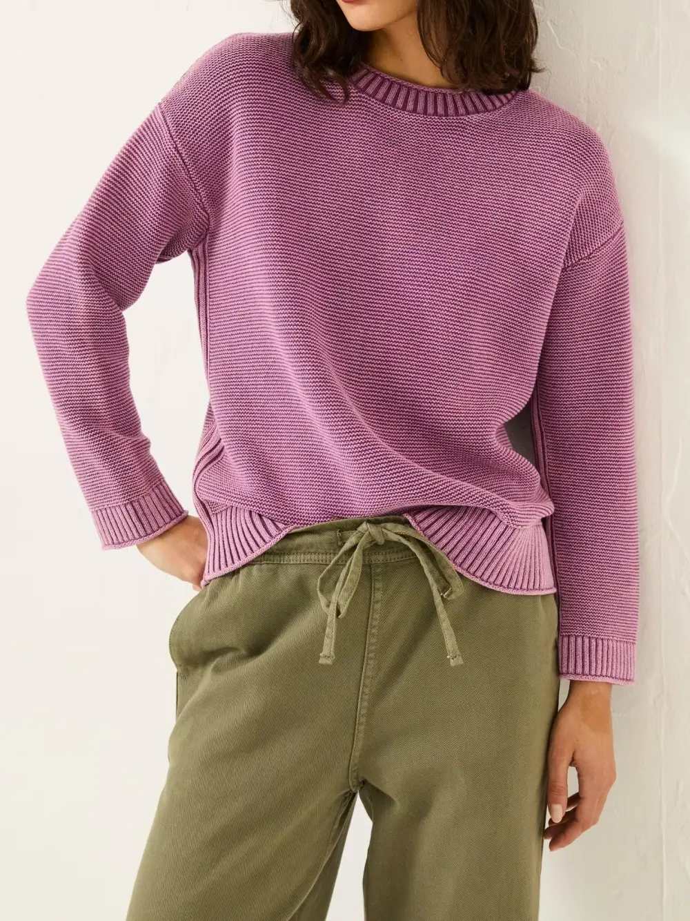 Dusky Purple Elia Laundered Knitted 100% Cotton Jumper