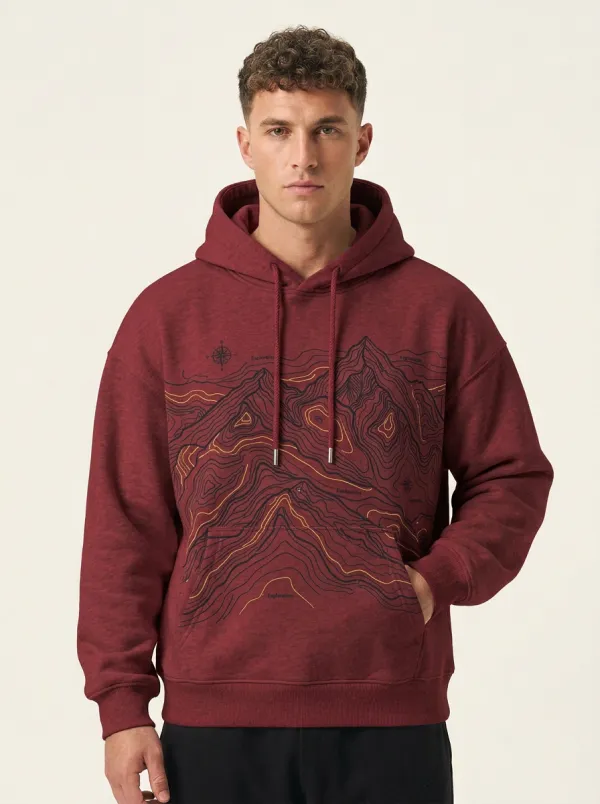 Men's Summit Mountain Adventure Topographic Graphic Hoodie