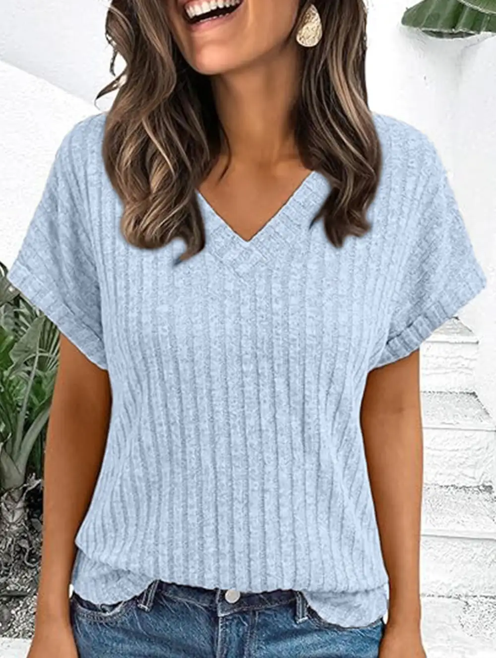 Draped V Neck Tee