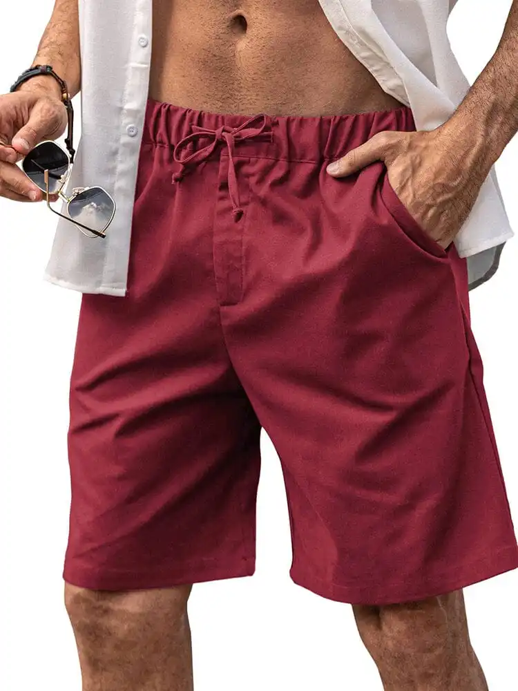 Classic Elastic Waist Linen Shorts