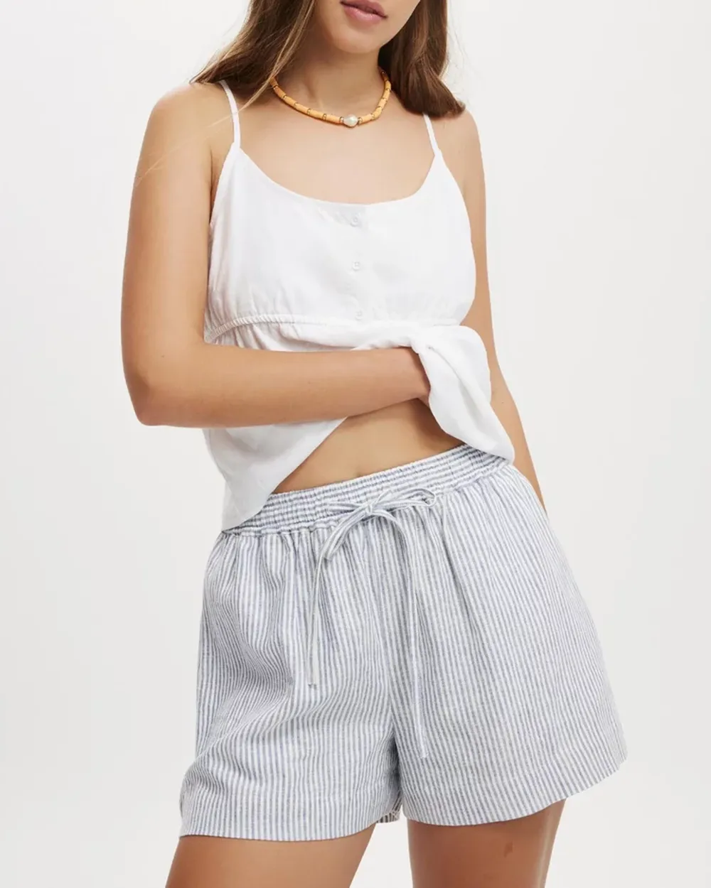 cotton and linen drawstring shorts