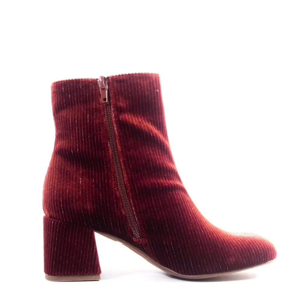 Velvet Embroidered Heel Ankle Boots