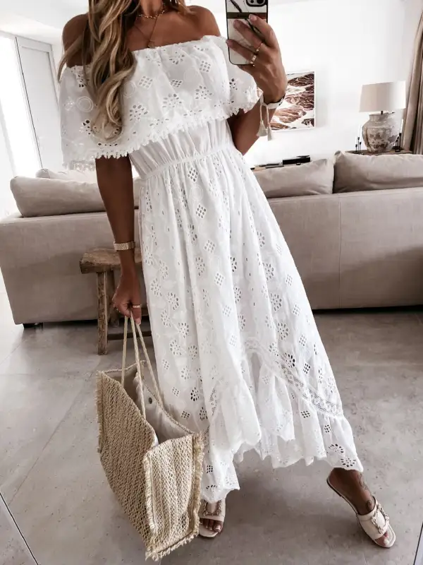 Lace Eyelet Maxi Dress