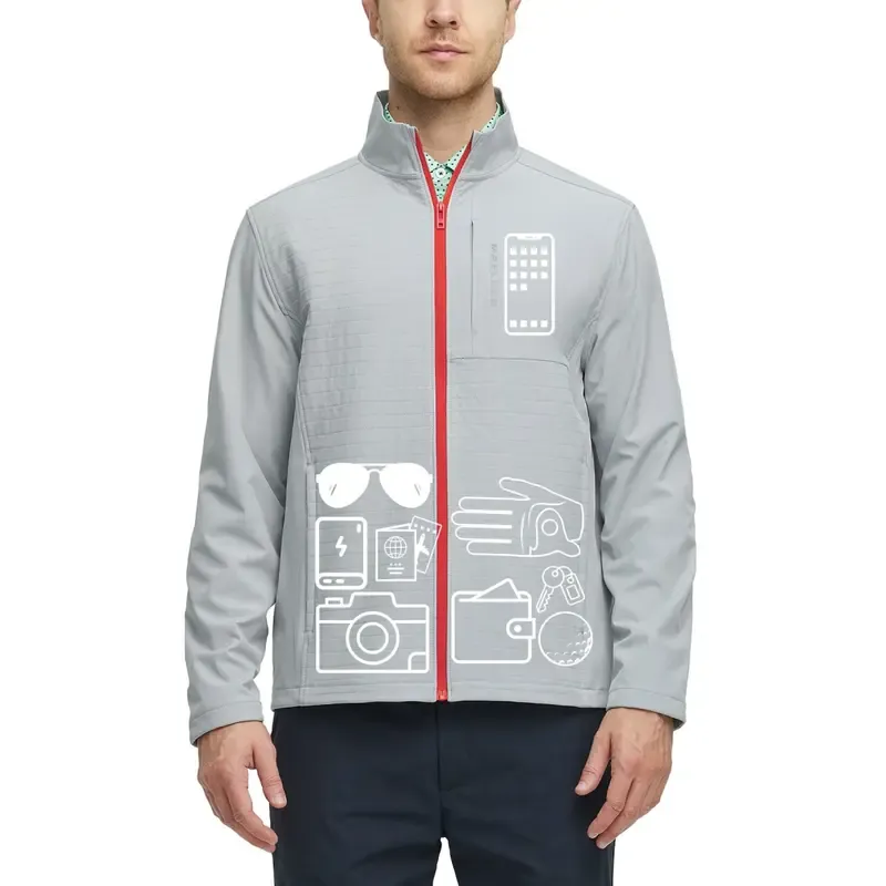 Men's Golf Windbreaker Jacket, Waterproof Windproof Performance Outerwear, Lightweight Warm Multifunctional Jacket for Outdoor Sports