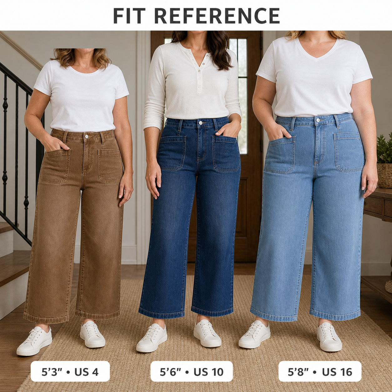 Fit reference across three body shapes