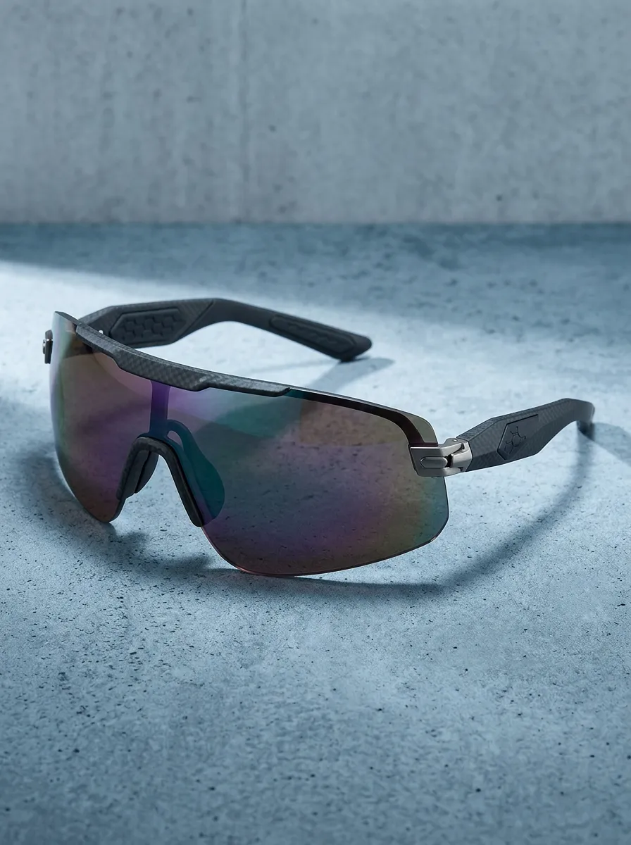 Men's Sport Cycling Carbon Fiber Texture Mirrored Sunglasses