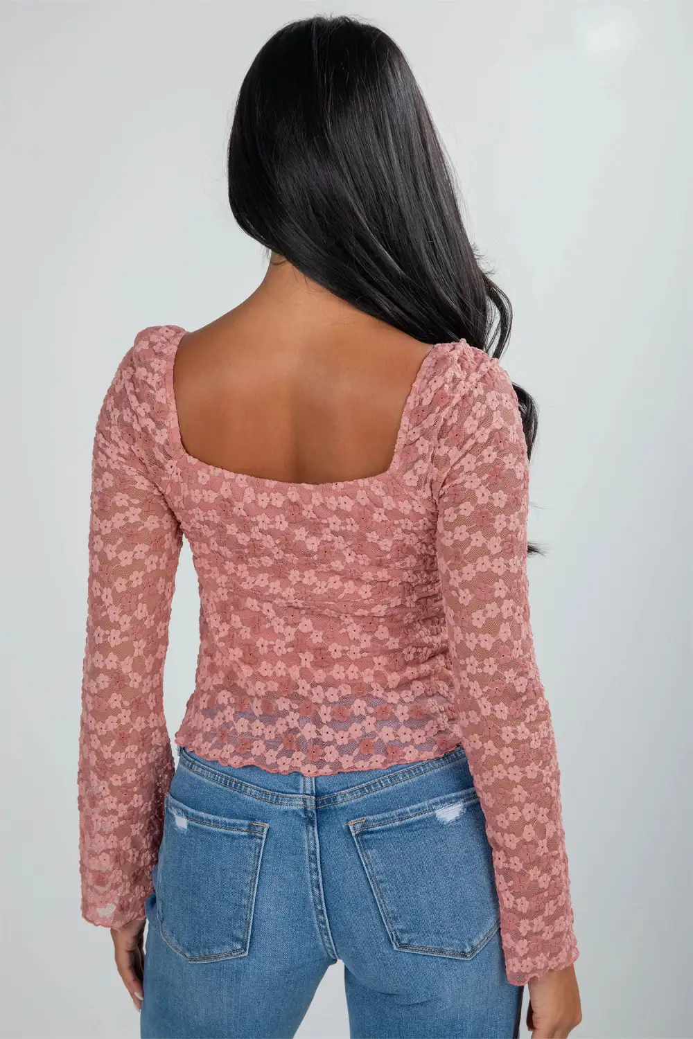 Everyday Floral Lace Trim Tie Detail Blouse