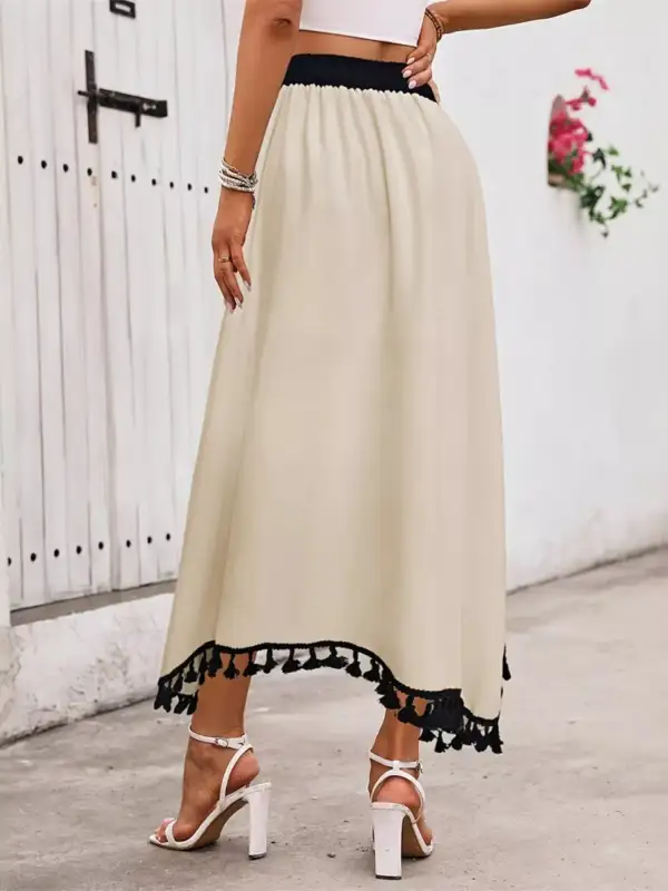 Tailored Fluid Tassel Skirt