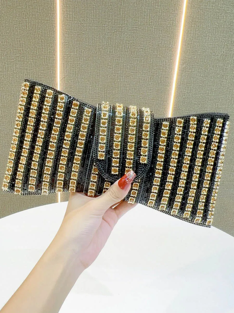 Chain Rhinestone PU Clutch Bag