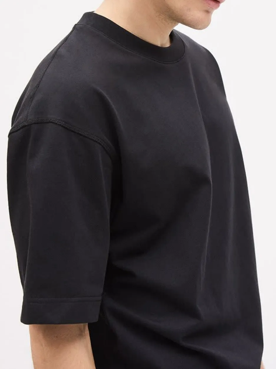 Black Oversized Short-Sleeve Crew-Neck Tee