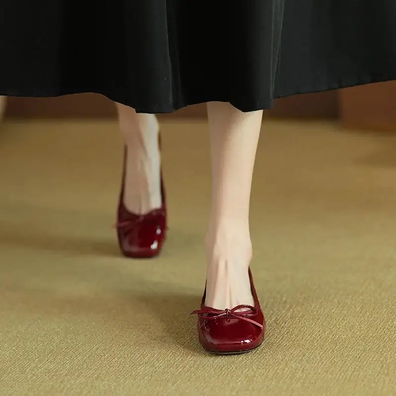 Bow-Detail Square-Toe Flats
