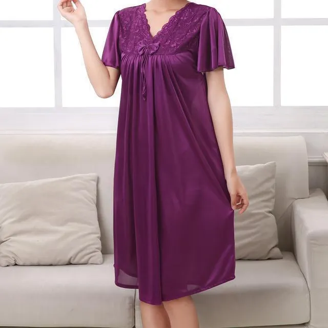 Pleated Short Sleeve Nightgown