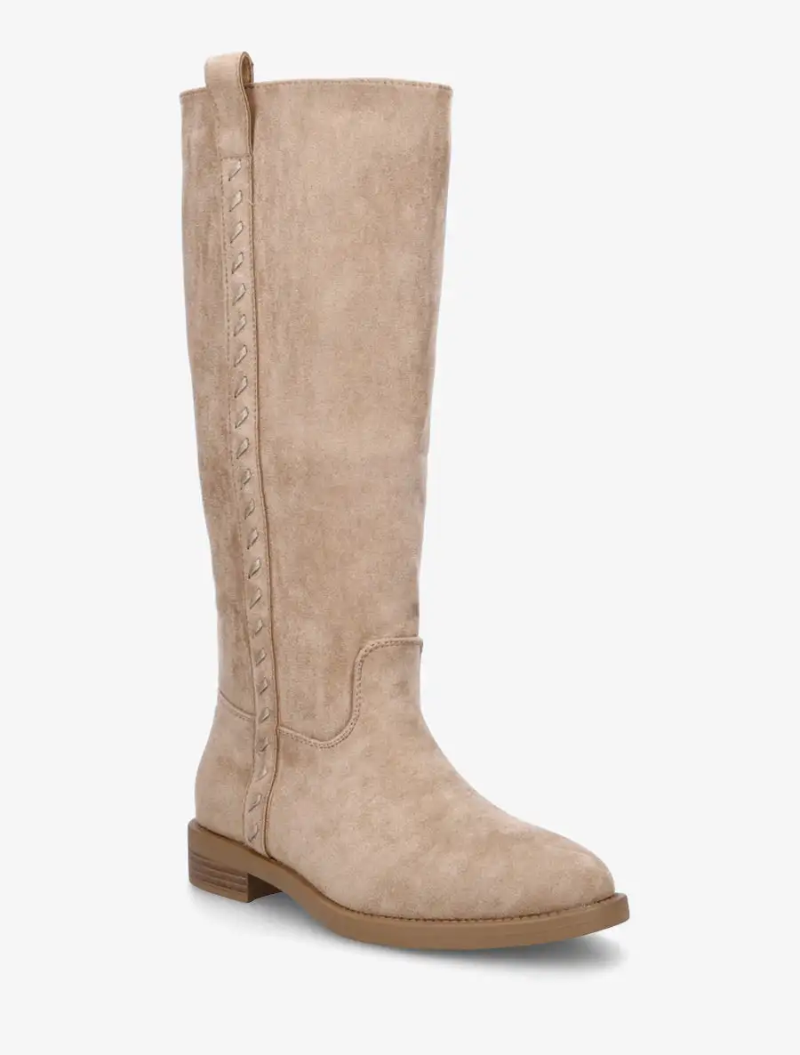 Urban Block Heel Faux Suede Knee High Boots