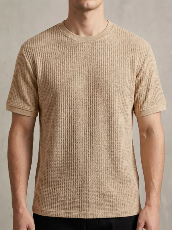 Refined Textured Men's Knit Crew-Neck T-Shirt