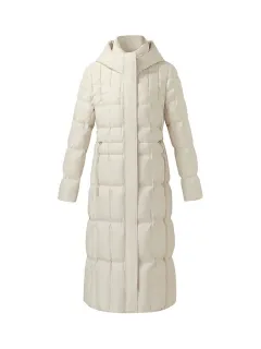 Drawstring Hooded Long Goose Down Coat