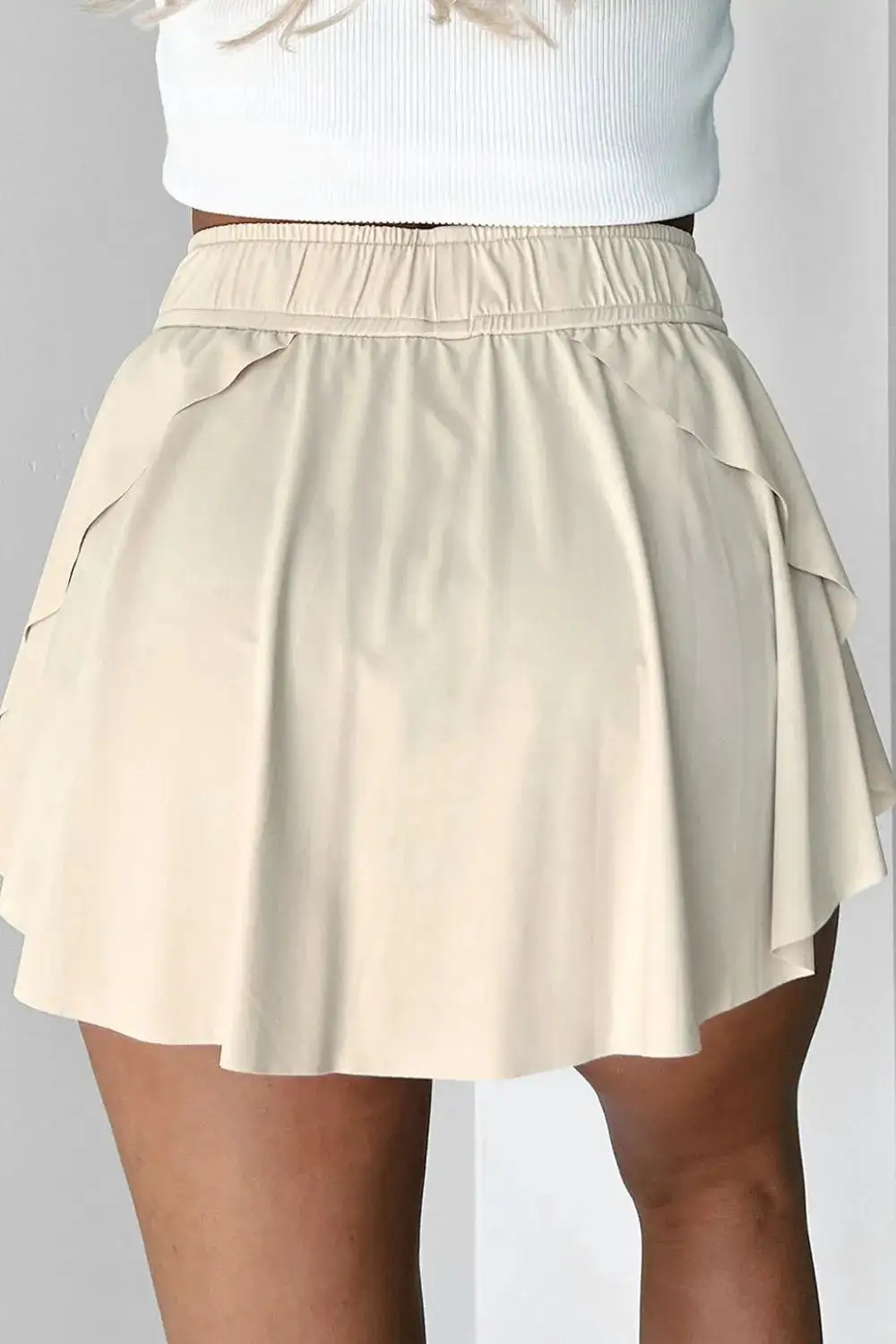 Drawstring High Waist Lined Active Skorts Skirt