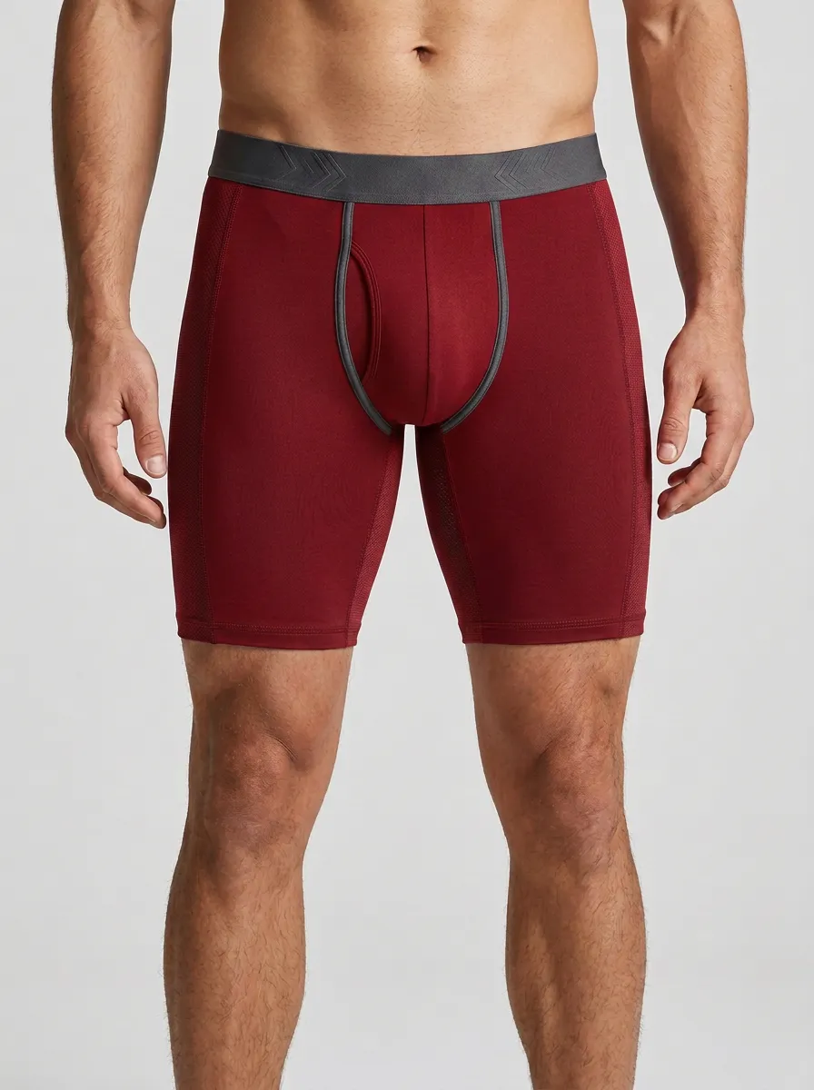 Men's Athletic Performance Blue Solid Printed Boxer Briefs